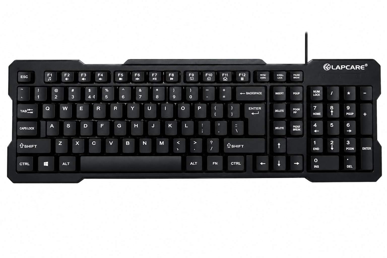 Lapcare Black Wired USB Keyboard  Comes with 103 Keys Including 12 Dedicated Multimedia Function Keys